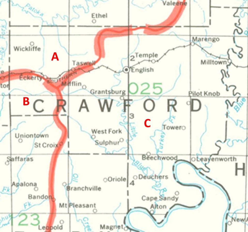 Crawford County Indiana Watersheds map