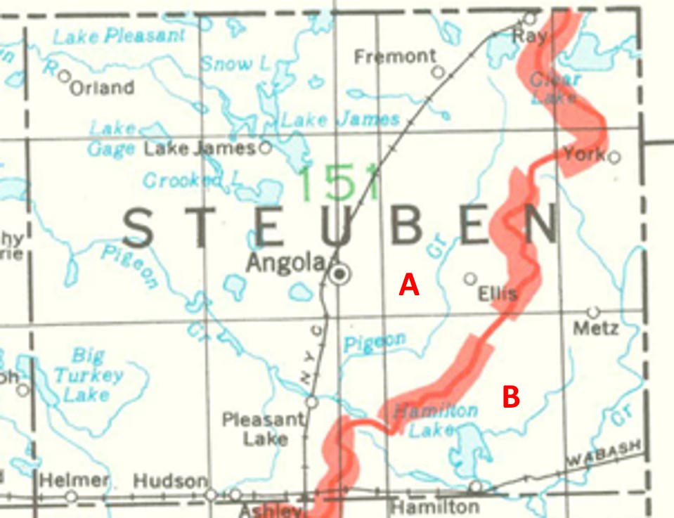 Steuben County Indiana Watersheds map