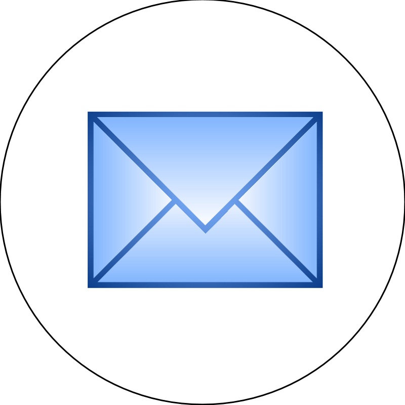 a blue envelope on a white background