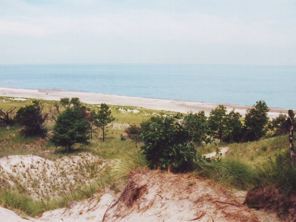Dunes, beach, and Lake Michigan