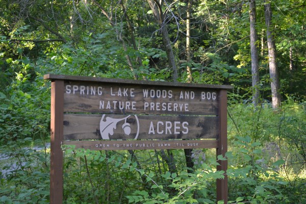 Sign at Spring Lake Woods and Bog Nature Preserve